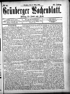 Gr&uuml;nberger Wochenblatt, No. 13. (31. Januar 1899)