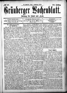 Gr&uuml;nberger Wochenblatt, No. 15. (4. Februar 1899)