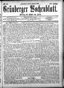 Gr&uuml;nberger Wochenblatt, No. 18. (11. Februar 1899)