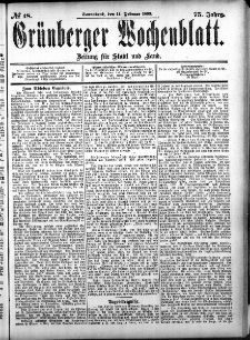 Grünberger Wochenblatt, No. 18. (11. Februar 1899)