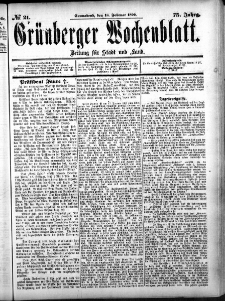 Grünberger Wochenblatt, No. 21. (18. Februar 1899)