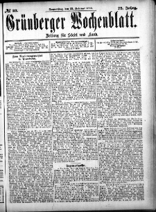 Gr&uuml;nberger Wochenblatt, No. 23. (23. Februar 1899)