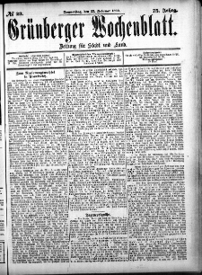 Grünberger Wochenblatt, No. 23. (23. Februar 1899)