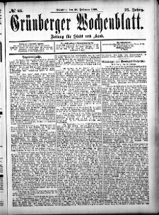 Gr&uuml;nberger Wochenblatt, No. 25. (28. Februar 1899)