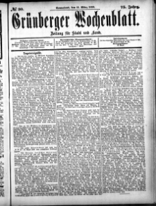 Gr&uuml;nberger Wochenblatt, No.30. (11. M&auml;rz 1899)