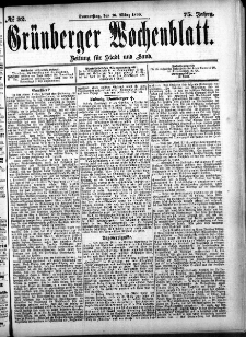 Gr&uuml;nberger Wochenblatt, No. 32. (16. M&auml;rz 1899)