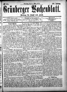 Gr&uuml;nberger Wochenblatt, No. 34. (21. M&auml;rz 1899)