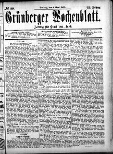 Gr&uuml;nberger Wochenblatt, No. 39. (2. April 1899)