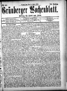 Gr&uuml;nberger Wochenblatt: Zeitung f&uuml;r Stadt und Land, No. 44. (13. April 1899)