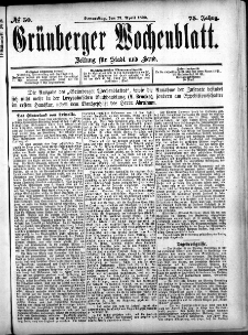 Gr&uuml;nberger Wochenblatt: Zeitung f&uuml;r Stadt und Land, No. 50. (27. April 1899)