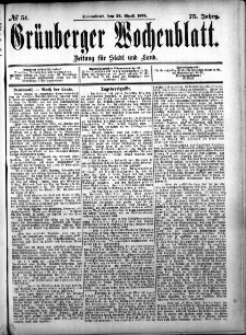 Gr&uuml;nberger Wochenblatt: Zeitung f&uuml;r Stadt und Land, No. 51. (29. April 1899)