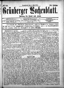 Gr&uuml;nberger Wochenblatt: Zeitung f&uuml;r Stadt und Land, No. 54. (6. Mai 1899)