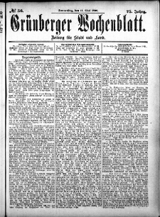 Gr&uuml;nberger Wochenblatt: Zeitung f&uuml;r Stadt und Land, No. 56. (11. Mai 1899)