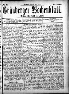 Gr&uuml;nberger Wochenblatt: Zeitung f&uuml;r Stadt und Land, No. 61. (24. Mai 1899)