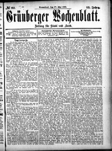 Gr&uuml;nberger Wochenblatt: Zeitung f&uuml;r Stadt und Land, No. 63. (27. Mail 1899)
