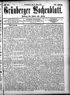 Grünberger Wochenblatt: Zeitung für Stadt und Land, No. 63. (27. Mail 1899)