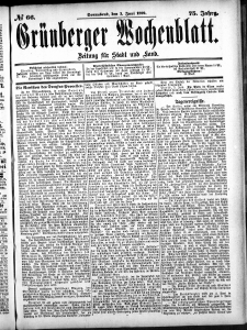 Grünberger Wochenblatt: Zeitung für Stadt und Land, No. 66. (3. Juni 1899)