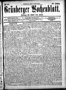 Gr&uuml;nberger Wochenblatt: Zeitung f&uuml;r Stadt und Land, No. 83. (13. Juli 1899)