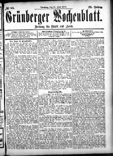 Grünberger Wochenblatt: Zeitung für Stadt und Land, No. 85. (18. Juli 1899)