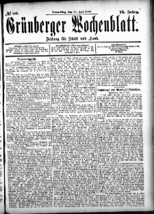 Gr&uuml;nberger Wochenblatt: Zeitung f&uuml;r Stadt und Land, No. 86. (20. Juli 1899)