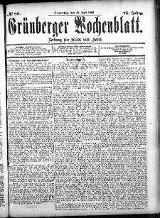 Grünberger Wochenblatt: Zeitung für Stadt und Land, No. 78. (. Juli 1899)