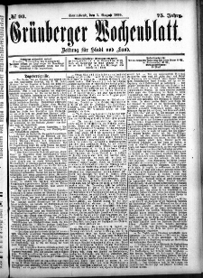 Grünberger Wochenblatt: Zeitung für Stadt und Land, No. 93. (5. August 1899)