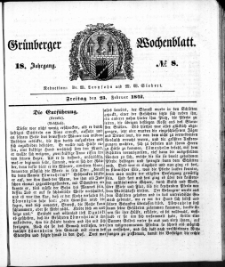 Gr&uuml;nberger Wochenblatt, No. 8. (25. Februar 1842)