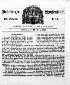 Gr&uuml;nberger Wochenblatt, No. 10. (11. M&auml;rz 1842)