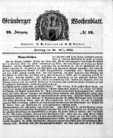 Gr&uuml;nberger Wochenblatt, No. 12. (23. M&auml;rz 1842)
