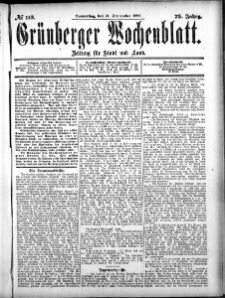 Gr&uuml;nberger Wochenblatt: Zeitung f&uuml;r Stadt und Land, No. 113. (21. September 1899)