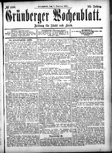 Gr&uuml;nberger Wochenblatt: Zeitung f&uuml;r Stadt und Land, No. 120. (7. October 1899)