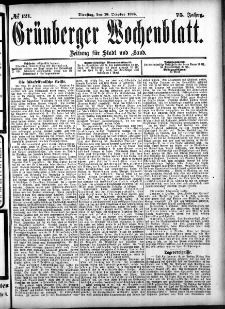 Gr&uuml;nberger Wochenblatt: Zeitung f&uuml;r Stadt und Land, No. 121. (10. October 1899)