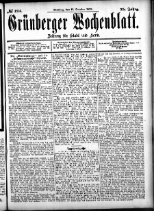 Gr&uuml;nberger Wochenblatt: Zeitung f&uuml;r Stadt und Land, No. 124. (17. October 1899)