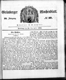 Gr&uuml;nberger Wochenblatt, No. 37. (16. September 1842)