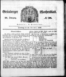 Gr&uuml;nberger Wochenblatt, No. 38. (23. September 1842)