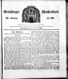 Gr&uuml;nberger Wochenblatt, No. 42. (21. October 1842)