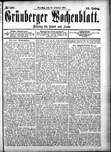 Gr&uuml;nberger Wochenblatt: Zeitung f&uuml;r Stadt und Land, No. 130. (31. October 1899)