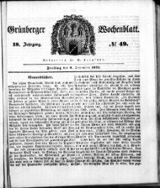 Gr&uuml;nberger Wochenblatt, No. 49. (9. Dezember 1842)