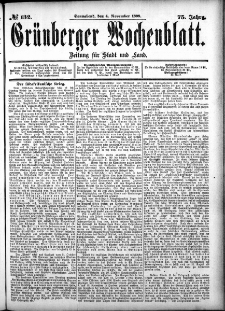 Gr&uuml;nberger Wochenblatt: Zeitung f&uuml;r Stadt und Land, No. 132. (4. November 1899)