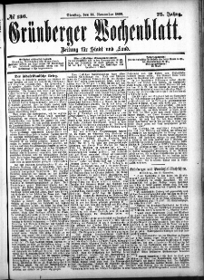 Grünberger Wochenblatt: Zeitung für Stadt und Land, No. 136. (14. November 1899)