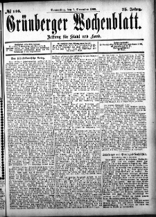 Gr&uuml;nberger Wochenblatt: Zeitung f&uuml;r Stadt und Land, No. 146. (7. December 1899)