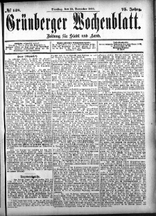 Gr&uuml;nberger Wochenblatt: Zeitung f&uuml;r Stadt und Land, No. 148. (12. December 1899)