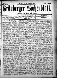 Gr&uuml;nberger Wochenblatt: Zeitung f&uuml;r Stadt und Land, No. 151. (19. December 1899)