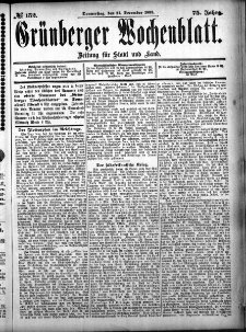 Gr&uuml;nberger Wochenblatt: Zeitung f&uuml;r Stadt und Land, No. 152. (21. December 1899)