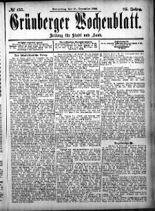 Gr&uuml;nberger Wochenblatt: Zeitung f&uuml;r Stadt und Land, No. 155. (28. December 1899)