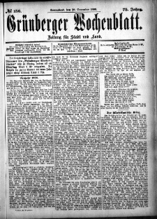 Gr&uuml;nberger Wochenblatt: Zeitung f&uuml;r Stadt und Land, No. 156. (30. December 1899)