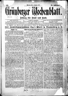 Grünberger Wochenblatt: Zeitung für Stadt und Land, No. 1. (1. Januar 1907)