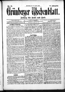 Grünberger Wochenblatt: Zeitung für Stadt und Land, No. 12. (26. Januar 1907)