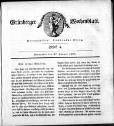 Grünberger Wochenblatt, Stück 4. (27. Januar 1827)