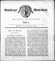 Grünberger Wochenblatt, Stück 5. (3. Februar 1827)